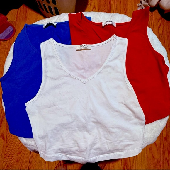 Zenana Outfitters Red, White, and Blue Tops - Picture 1 of 3